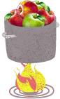 Un chaudron plein de fruits